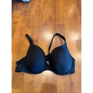Cacique Lane Bryant 46C Black Full Coverage Bra T-Shirt Lightly Lined Underwire